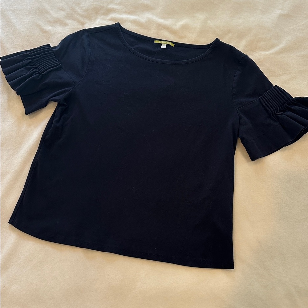 Gianni Bini Navy Ruffle Sleeve Knit Top